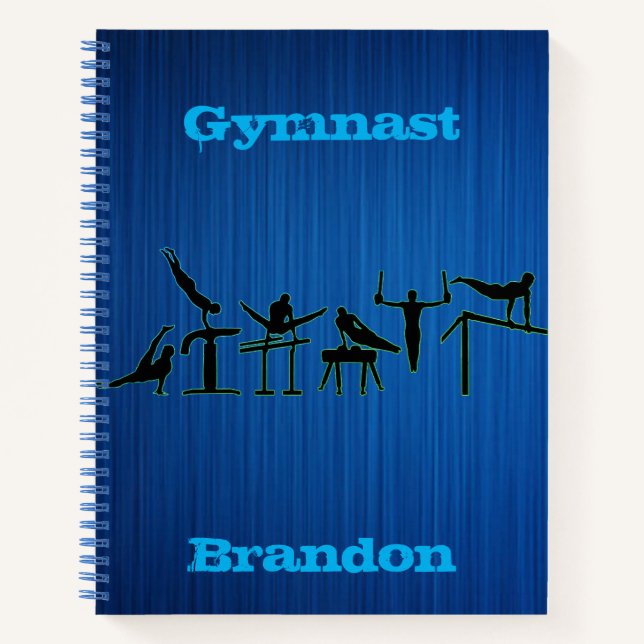 Gymnastics Boys Blue Personalised Notebook (Front)