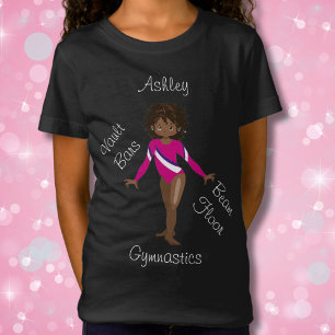 Gymnastics Brunette, Brown Eyes, Pink Leotard  T-Shirt
