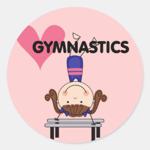 GYMNASTICS - Brunette Girl Handstands Classic Round Sticker