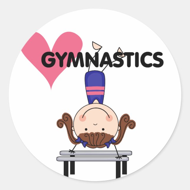 GYMNASTICS - Brunette Girl Handstands Classic Round Sticker (Front)