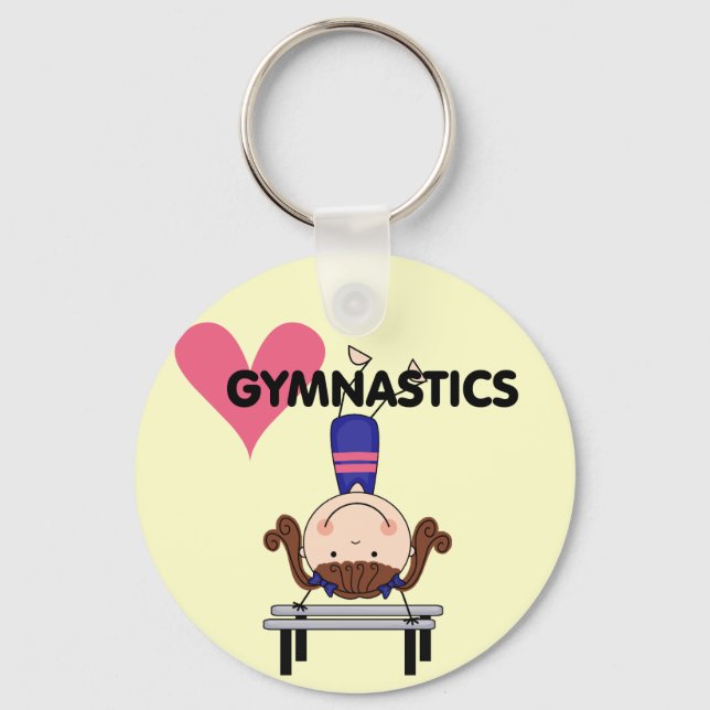 GYMNASTICS - Brunette Girl Handstands Key Ring (Front)