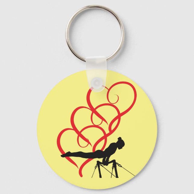 Gymnastics button keychain. key ring (Front)