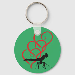 Gymnastics button keychain. key ring
