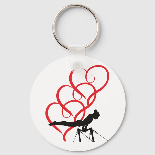 Gymnastics button keychain. key ring (Front)