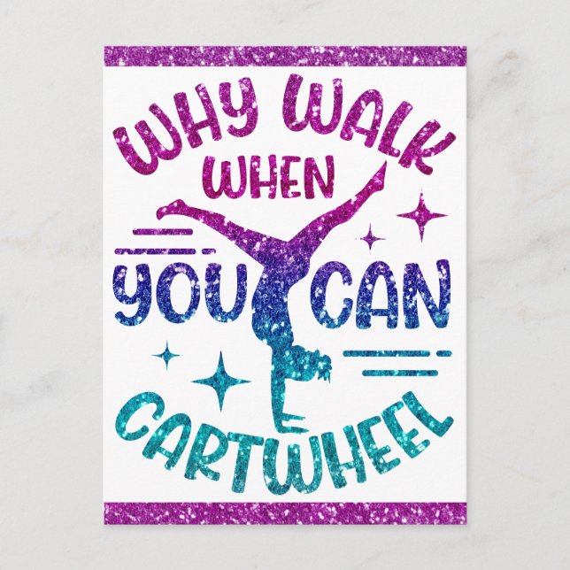 Gymnastics Cartwheel Magenta Purple Turquoise   Postcard (Front)