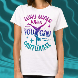 Gymnastics Cartwheel Magenta Purple Turquoise   T-Shirt