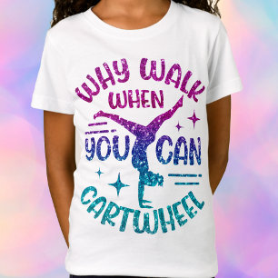 Gymnastics Cartwheel Magenta Purple Turquoise T-Shirt