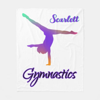 Gymnastics Cartwheel Pink Purple Personalised Fleece Blanket