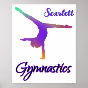 Gymnastics Cartwheel Pink Purple Personalised Poster
