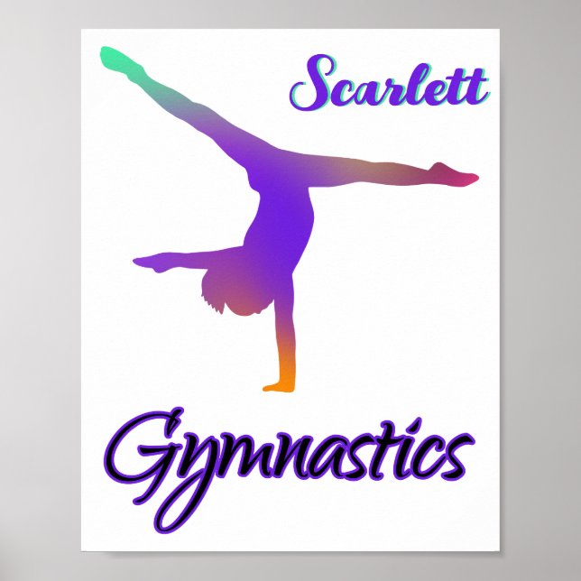 Gymnastics Cartwheel Pink Purple Personalised Poster (Front)