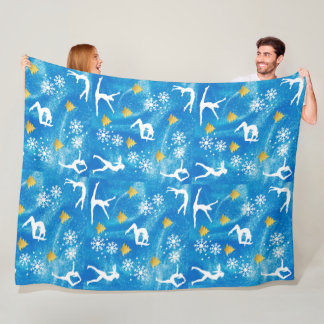 Gymnastics Christmas Blue Sparkle White Pattern Fleece Blanket