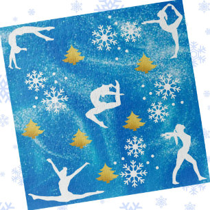 Gymnastics Christmas Blue Sparkle White Pattern Jigsaw Puzzle
