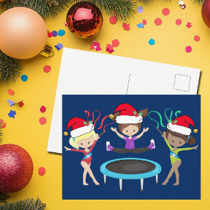 Gymnastics Christmas Cute Gymnast Girls Holiday Postcard