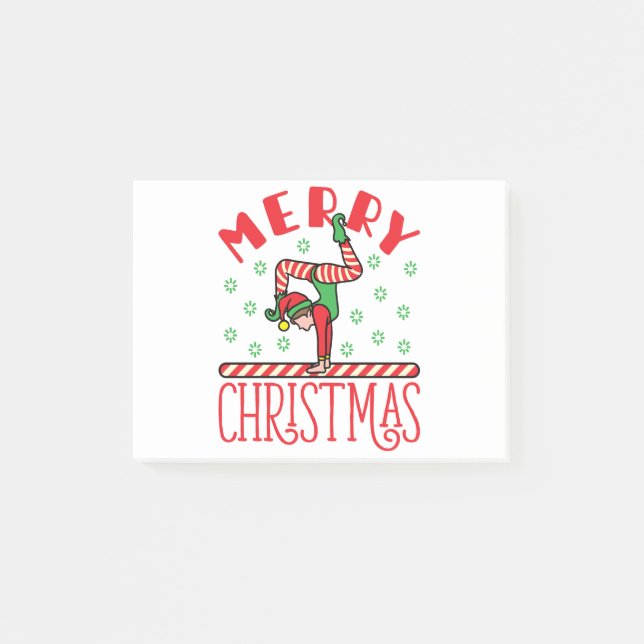 Gymnastics Christmas Elf on Beam Post-it Notes (Front)