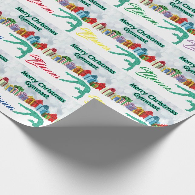 Gymnastics Christmas Personalised Wrapping Paper (Corner)