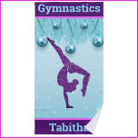 Gymnastics Christmas Purple Aqua Personalised    Beach Towel<br><div class="desc">Girls Gymnastics Holiday themed Cool Purple and Aqua Blue sparkle design with the name of your gymnast! This sparkly gymnast silhouette is doing a gymnastics backbend walkover often seen during floor exercise routines!</div>