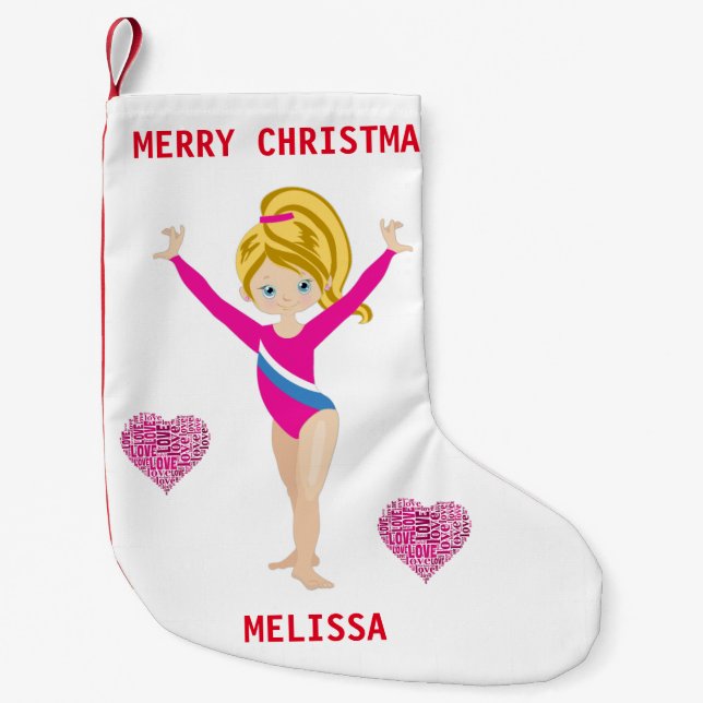 GYMNASTICS CHRISTMAS STOCKING FOR GIRLS. (Front)