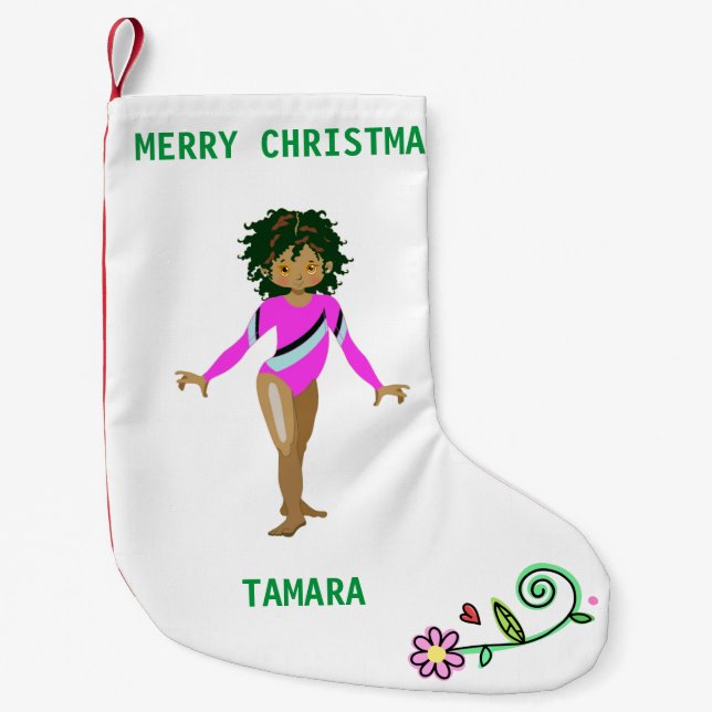 GYMNASTICS CHRISTMAS STOCKING FOR GIRLS. (Front)