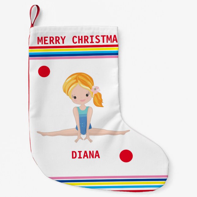 GYMNASTICS CHRISTMAS STOCKING FOR GIRLS. (Front)
