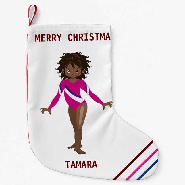 GYMNASTICS CHRISTMAS STOCKING FOR GIRLS. (Front)