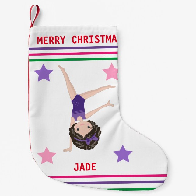 GYMNASTICS CHRISTMAS STOCKING FOR GIRLS. (Front)