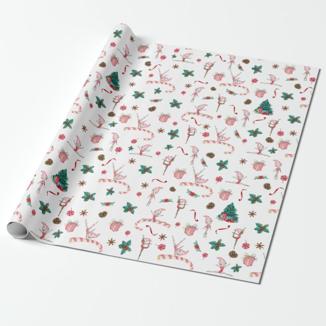 Gymnastics Christmas Wrapping Paper Holiday (Unrolled)