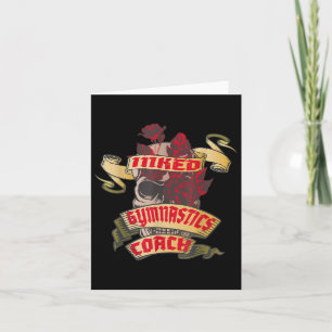 Gymnastics Coach Inked Skull & Red Roses Tatto Card