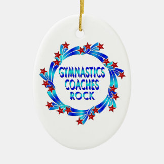 Gymnastics Coaches Rock Red Stars Ceramic Tree Decoration