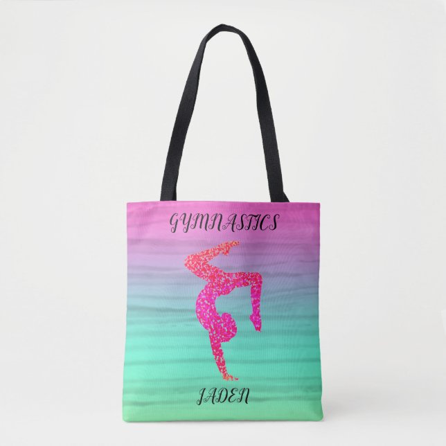 GYMNASTICS  COLORFUL TOTE BAG PERSONALIZED. (Front)