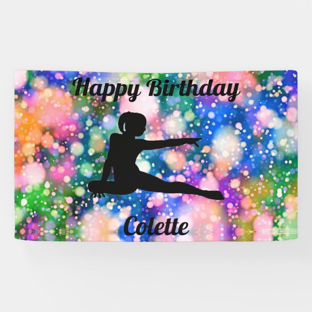 Gymnastics Colour Burst Happy Birthday Banner (Horizontal)