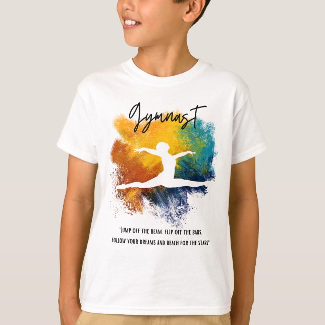 Gymnastics Colour Splash T-Shirt with Quote (Front)