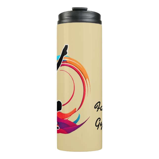 Gymnastics Colourful background Gymnast2 name Thermal Tumbler (Front)