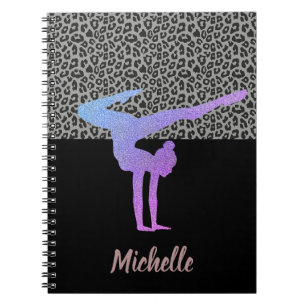 Gymnastics colourful Glitter and Leopard Print Notebook