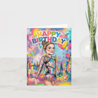 Gymnastics colourful painted personalised birthday invitation