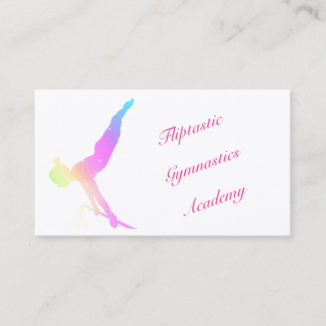 Gymnastics Colourful Pastel Font Business Card (Front)