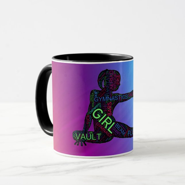 Gymnastics Colourful Word Art  Mug (Front Left)