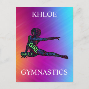 Gymnastics Colourful Word Art Postcard