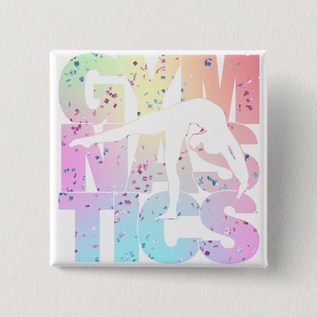 Gymnastics Confetti Letters    15 Cm Square Badge (Front)