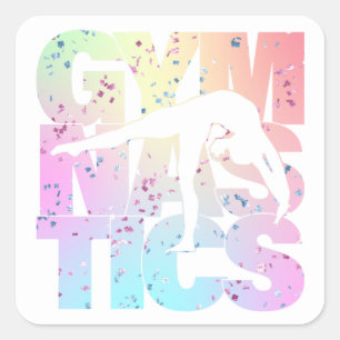 Gymnastics Confetti Letters  Square Sticker