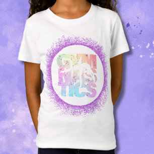 Gymnastics Confetti Letters with Purple Glitter T-Shirt