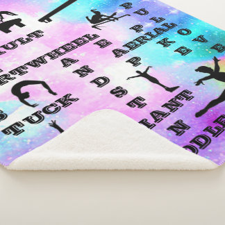 Gymnastics Crossword Hologram Girls Sherpa Blanket