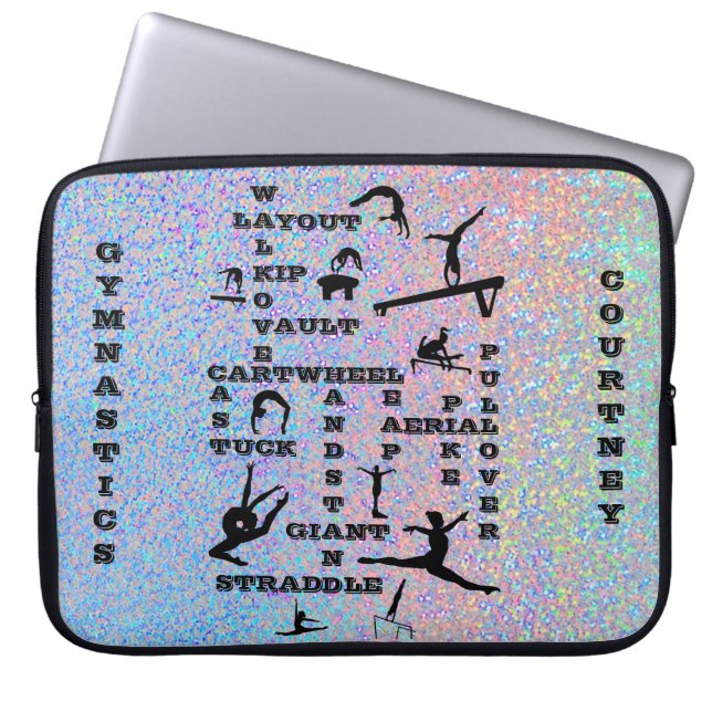 Gymnastics Crossword Personalised Electronics Bag (Front)