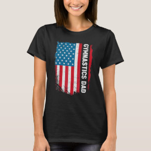 Gymnastics Dad America Us Flag Patriot Vintage T-Shirt