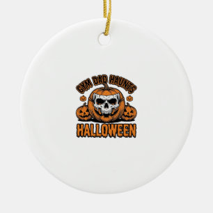 Gymnastics Dad Halloween Vintage Pumpkin Skull_1 Ceramic Tree Decoration