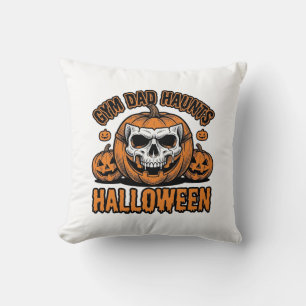 Gymnastics Dad Halloween Vintage Pumpkin Skull_1 Cushion