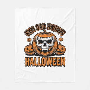 Gymnastics Dad Halloween Vintage Pumpkin Skull_1 Fleece Blanket