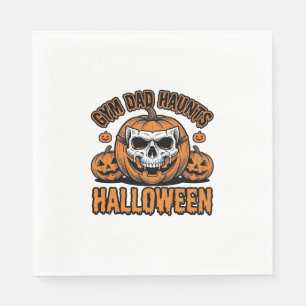 Gymnastics Dad Halloween Vintage Pumpkin Skull_1 Napkin