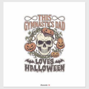 Gymnastics Dad Loves Halloween Skull Pumpkins Bats