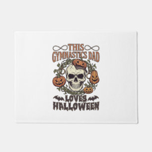 Gymnastics Dad Loves Halloween Skull Pumpkins Bats Doormat