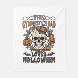 Gymnastics Dad Loves Halloween Skull Pumpkins Bats Fleece Blanket